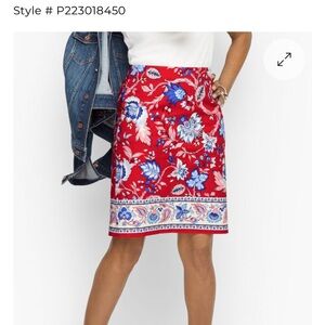 Talbots Red and Blue Floral Pencil Skirt